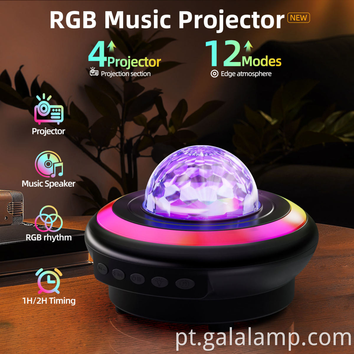 USB Charging Music Projection Night Lamp